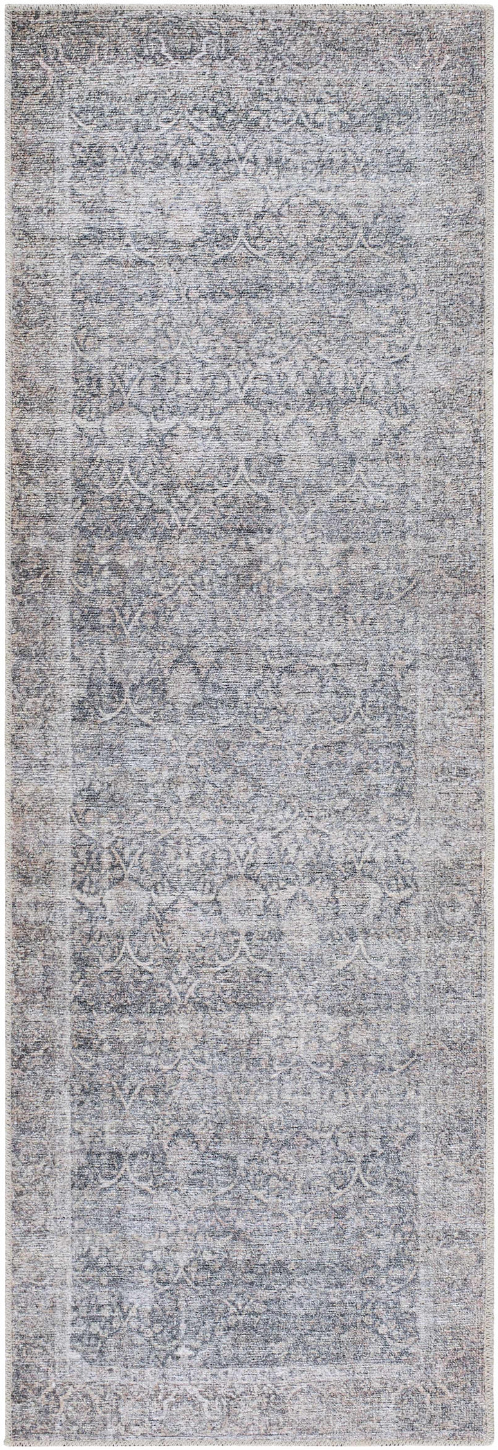 Charla Charcoal And Brown Traditional Washable Rug