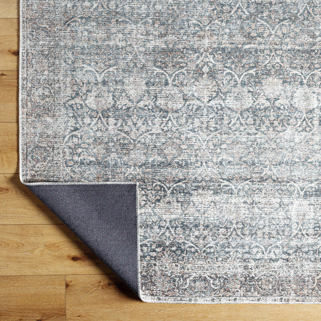 Charla Charcoal And Brown Traditional Washable Rug