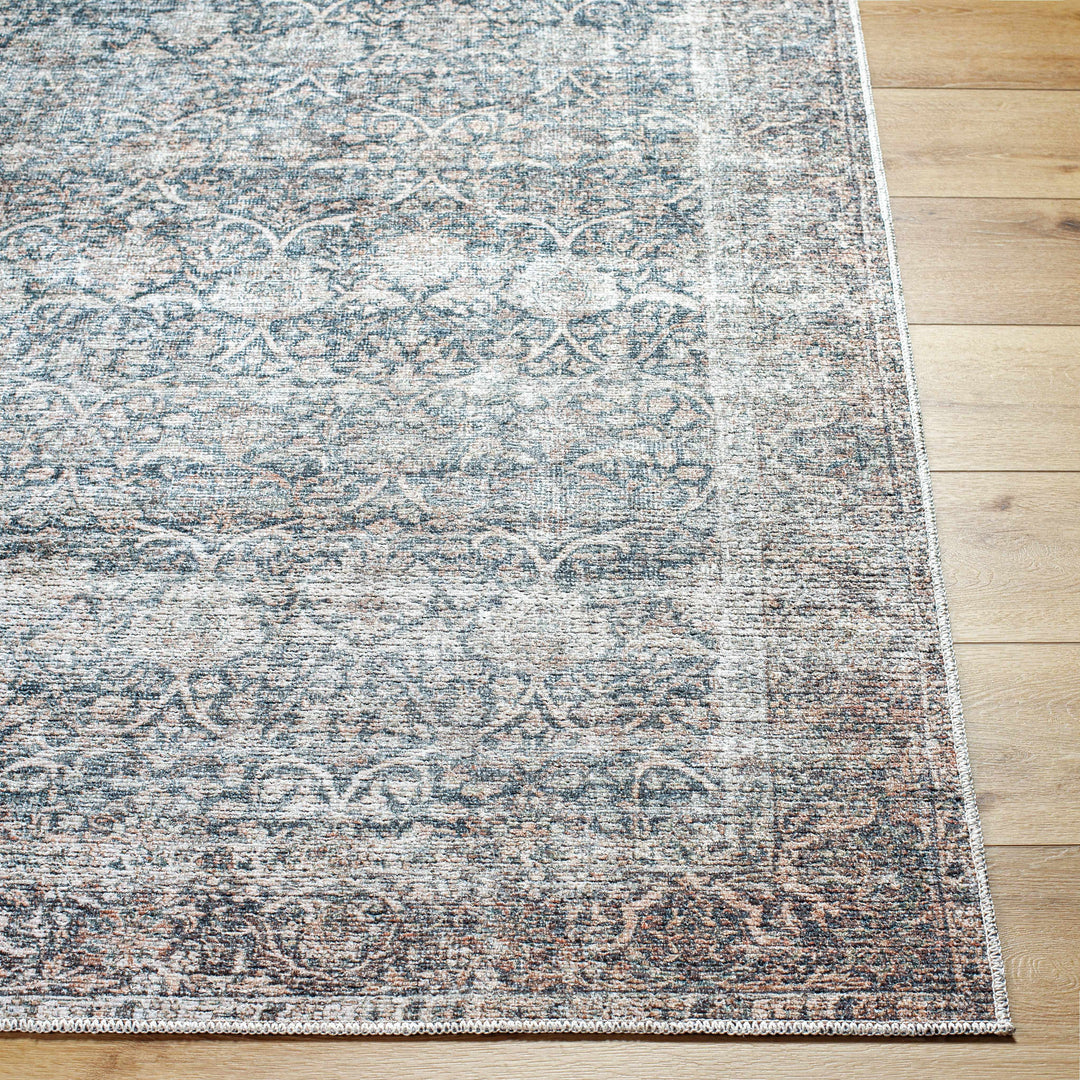 Charla Charcoal And Brown Traditional Washable Rug