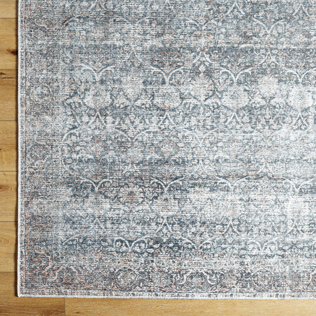 Charla Charcoal And Brown Traditional Washable Rug