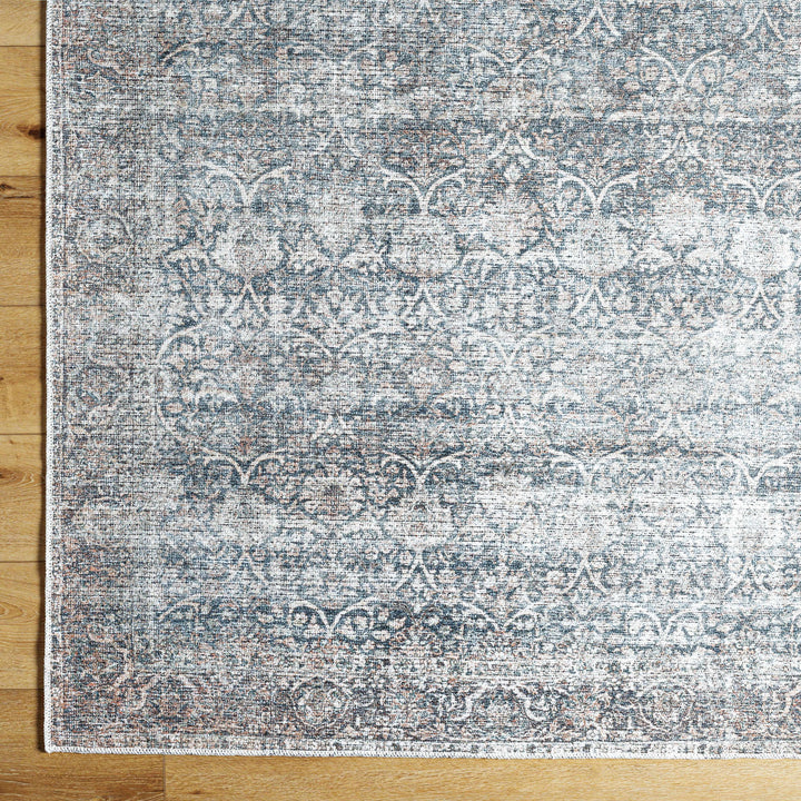 Charla Charcoal And Brown Traditional Washable Rug