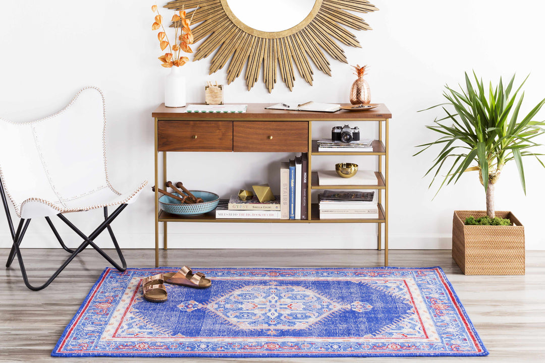 Clearview Traditional Style Blue And Beige Wool Area Rug