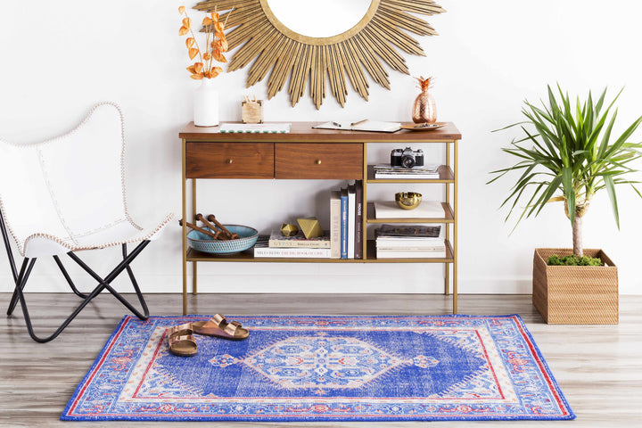 Clearview Traditional Style Blue And Beige Wool Area Rug