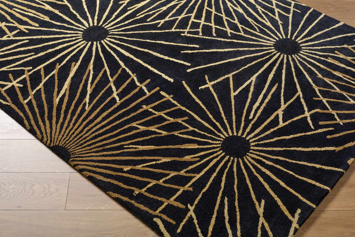 Clover Modern Style Black And Brown Hand Tufted Wool Area Rug
