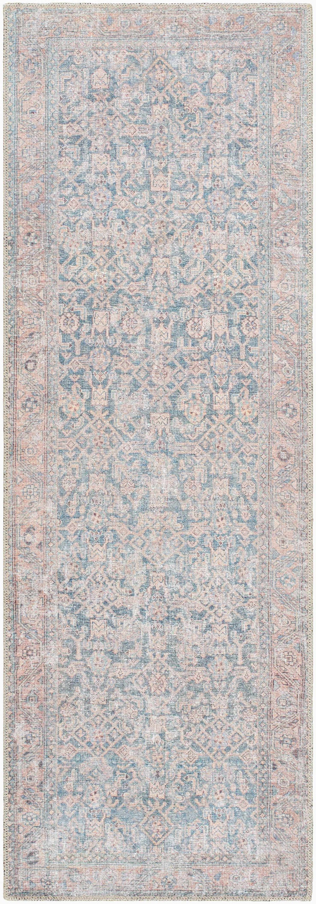 Crevan Traditional Blue And Brown Washable Area Rug