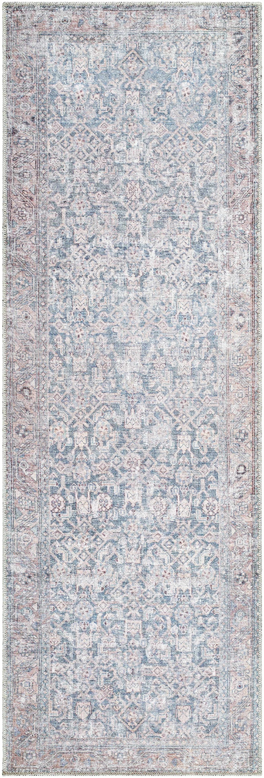 Crevan Traditional Blue And Brown Washable Area Rug