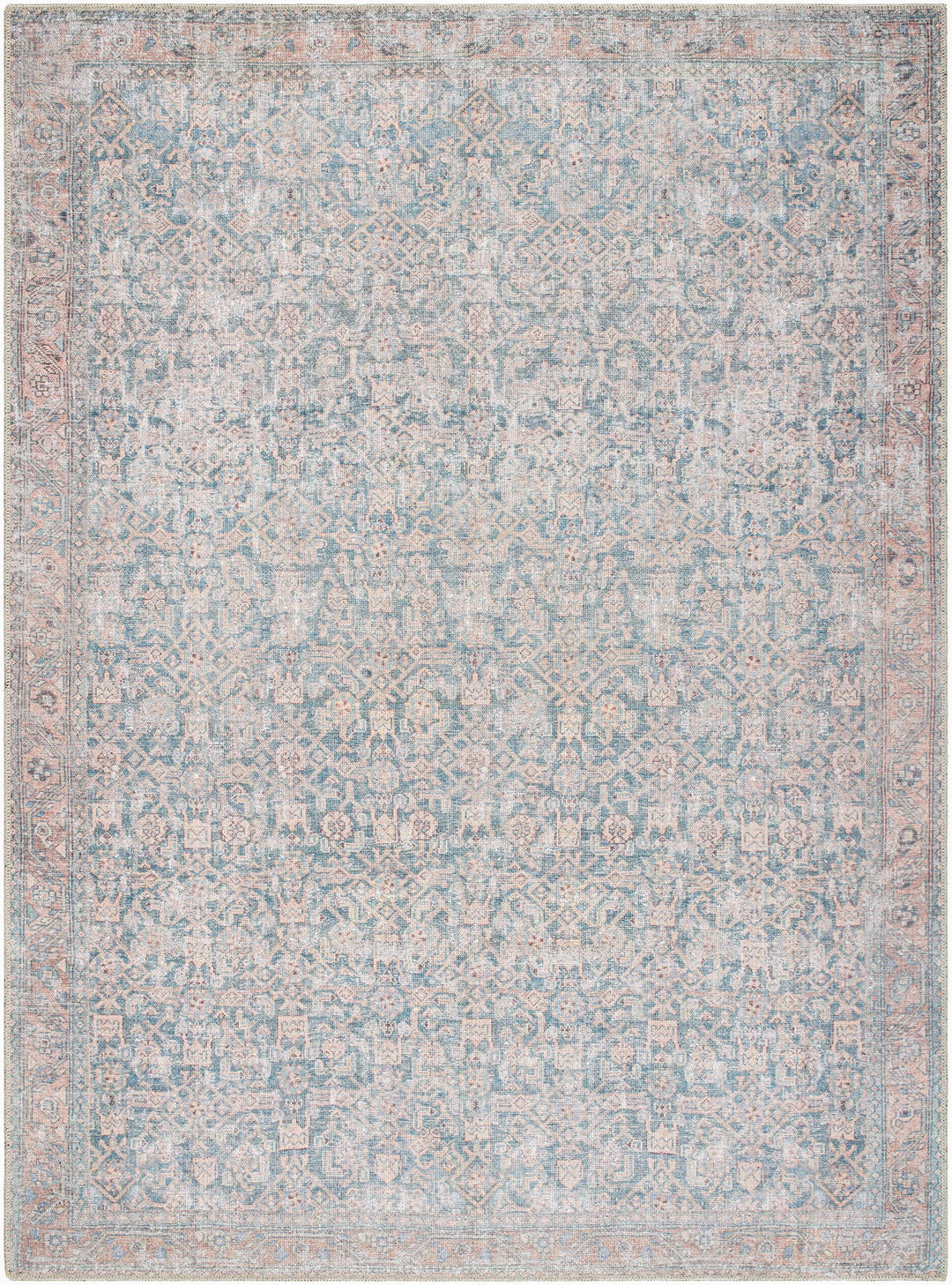 Crevan Traditional Blue And Brown Washable Area Rug