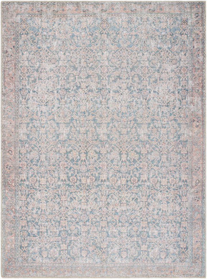 Crevan Traditional Blue And Brown Washable Area Rug