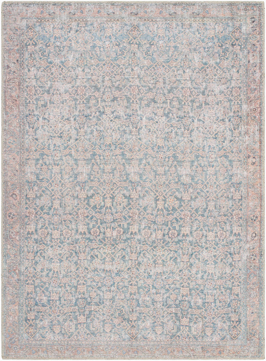 Crevan Traditional Blue And Brown Washable Area Rug