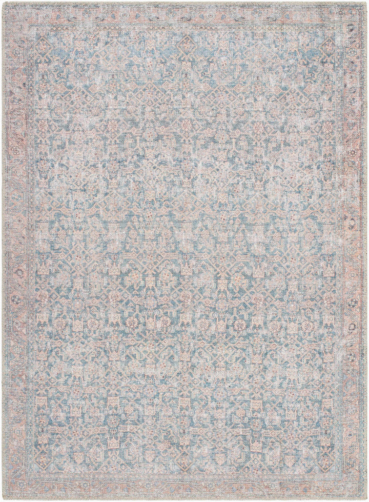 Crevan Traditional Blue And Brown Washable Area Rug