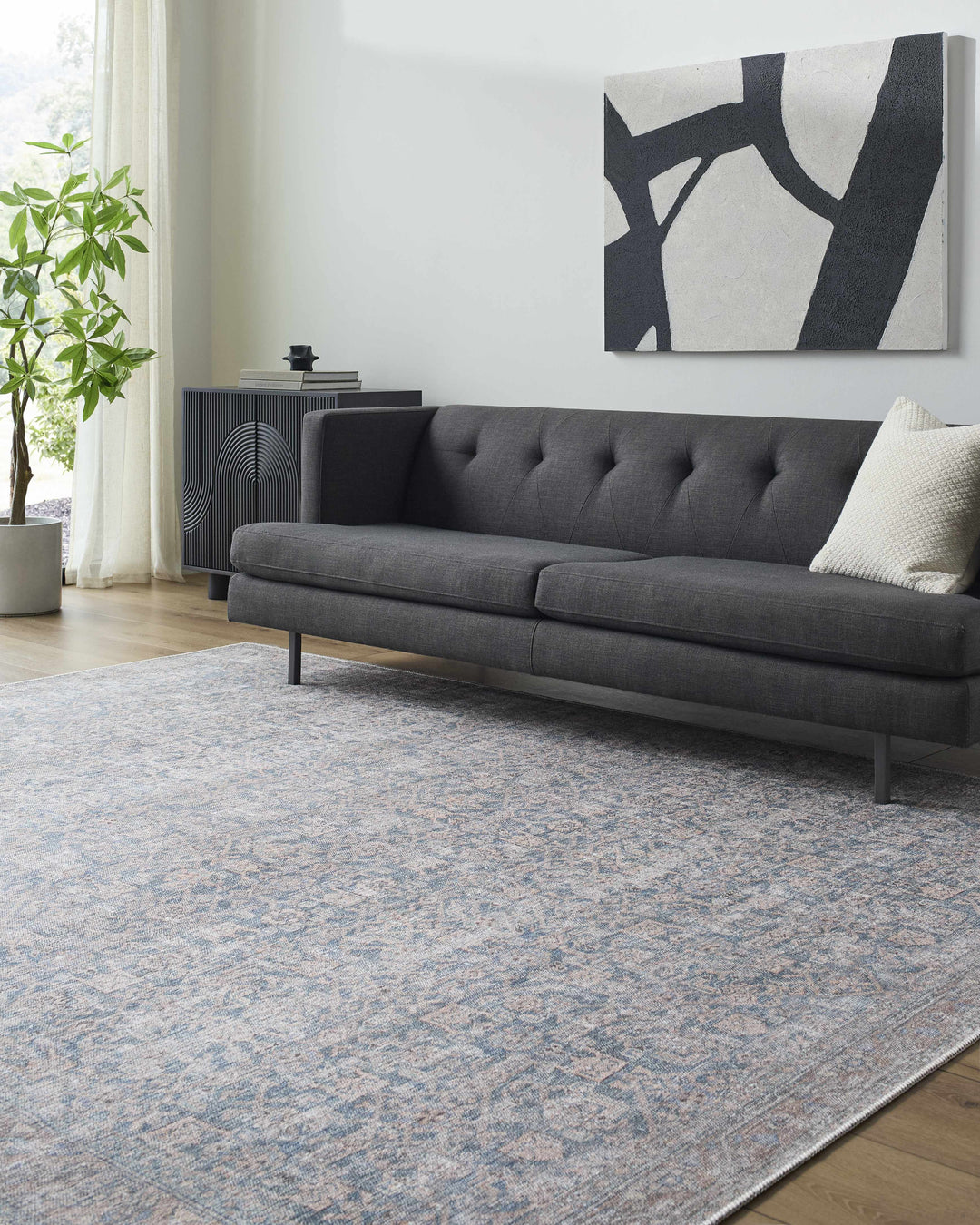 Crevan Traditional Blue And Brown Washable Area Rug
