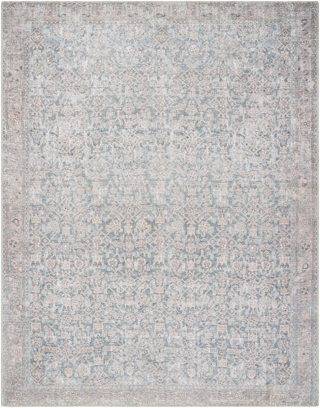 Crevan Traditional Blue And Brown Washable Area Rug