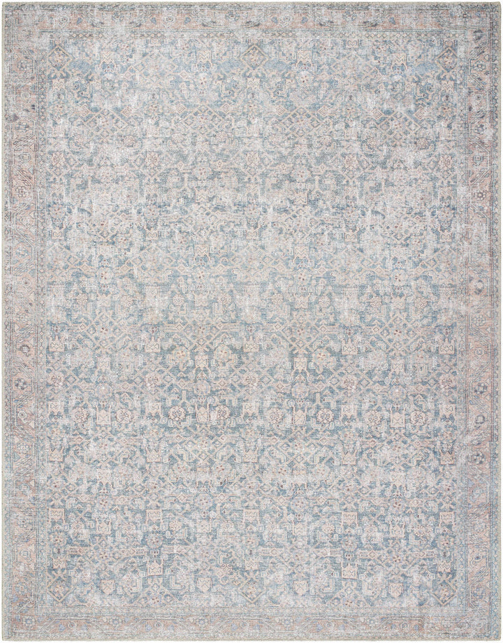 Crevan Traditional Blue And Brown Washable Area Rug