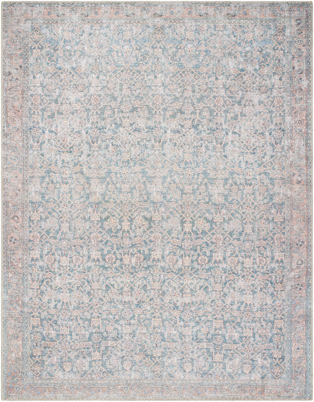 Crevan Traditional Blue And Brown Washable Area Rug