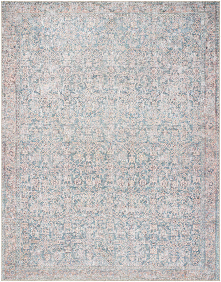 Crevan Traditional Blue And Brown Washable Area Rug