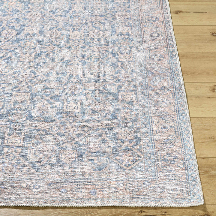 Crevan Traditional Blue And Brown Washable Area Rug
