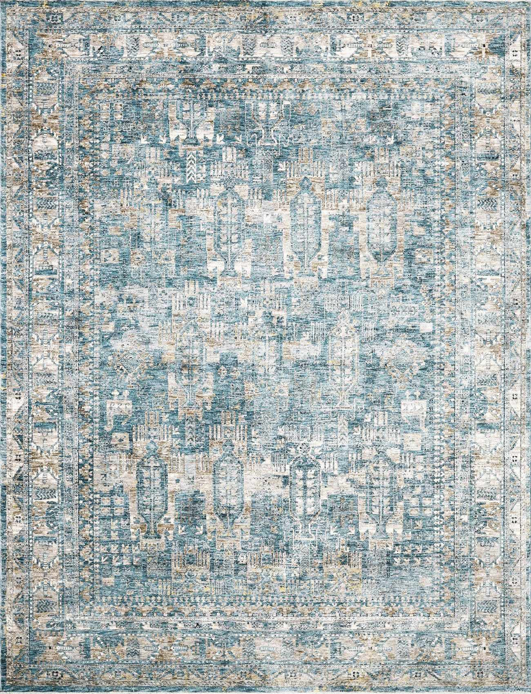 Cooranbong Teal And Brown Traditional Style Area Rug