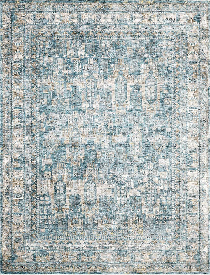 Cooranbong Teal And Brown Traditional Style Area Rug