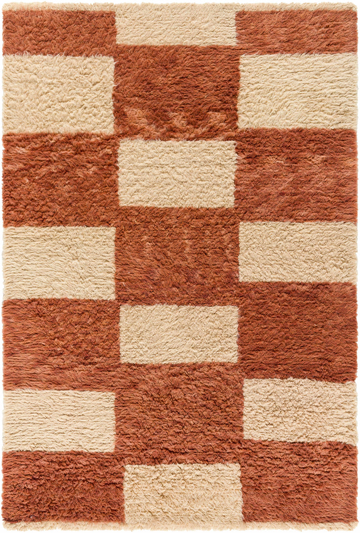 Coleka Modern Geometrical Rust And Beige Rug