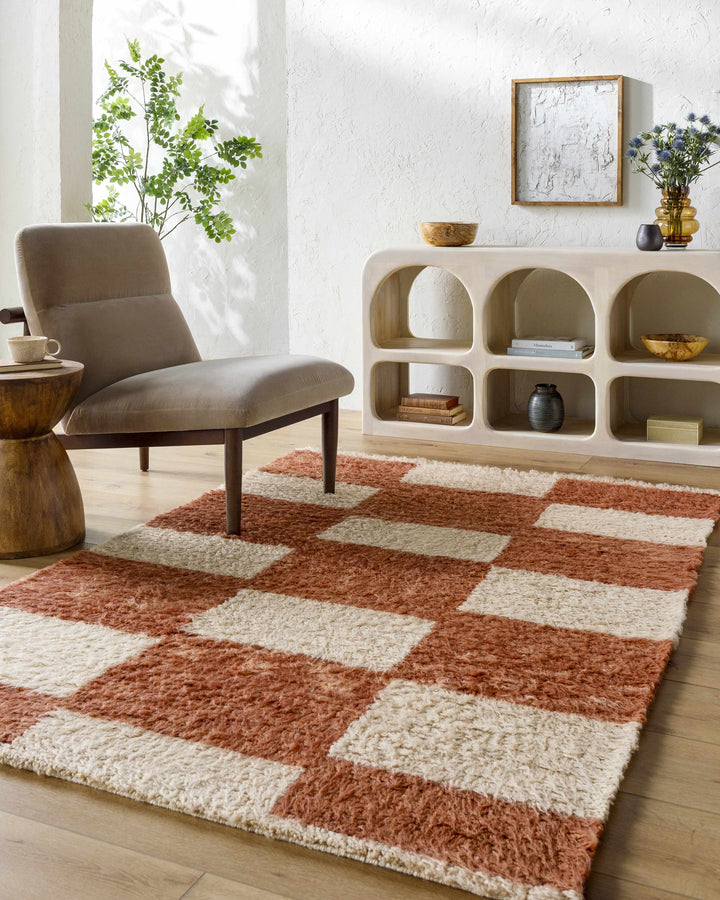 Coleka Modern Geometrical Rust And Beige Rug