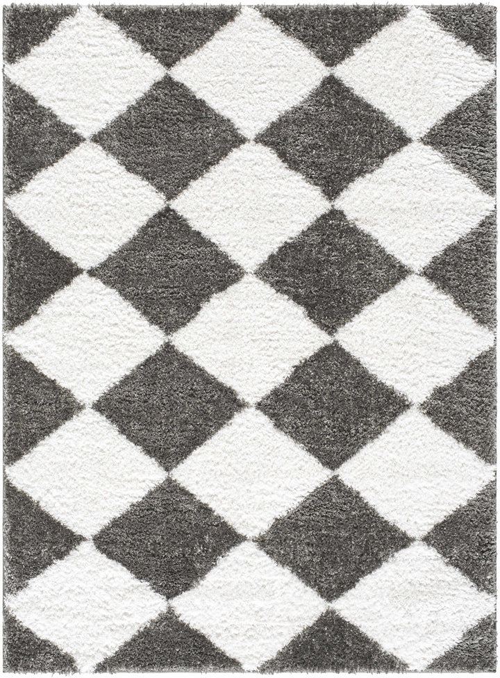 Celine Modern Geometric Design Gray And White Area Rug
