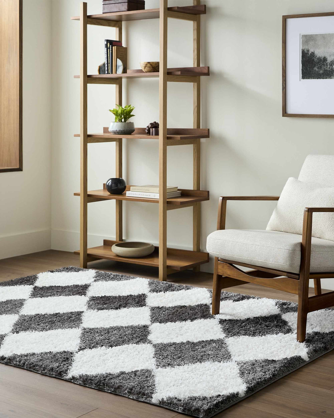 Celine Modern Geometric Design Gray And White Area Rug