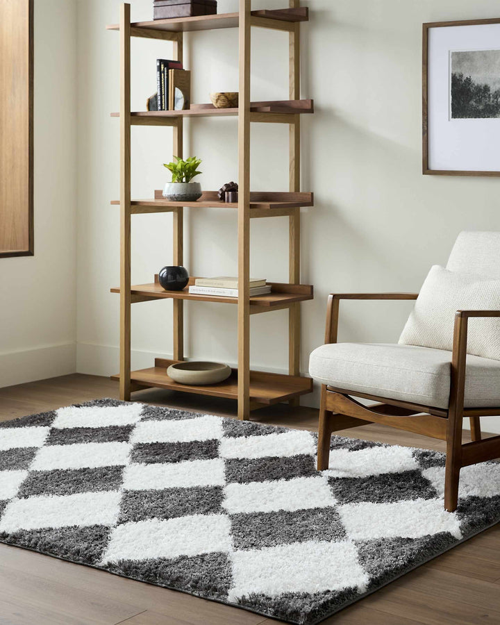 Celine Modern Geometric Design Gray And White Area Rug
