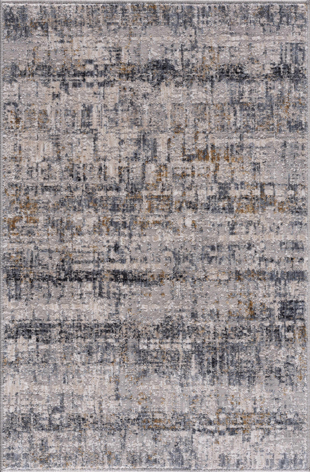 Contemporary Gray And Beige Abstract Machine Woven Rug