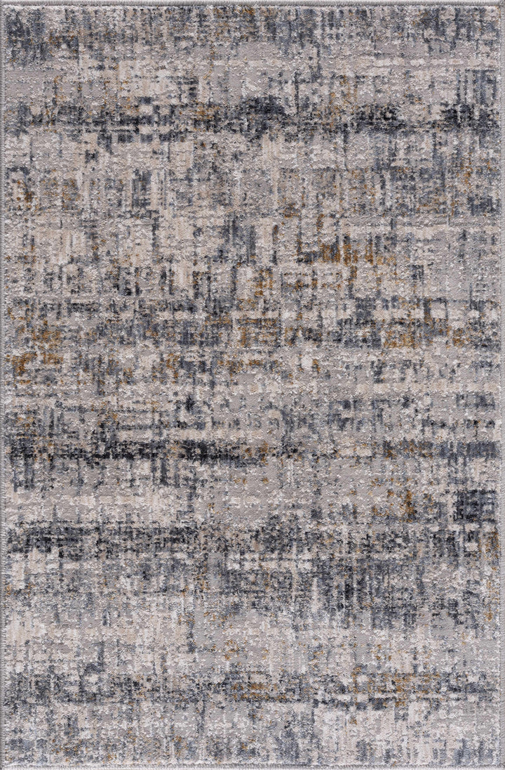 Contemporary Gray And Beige Abstract Machine Woven Rug