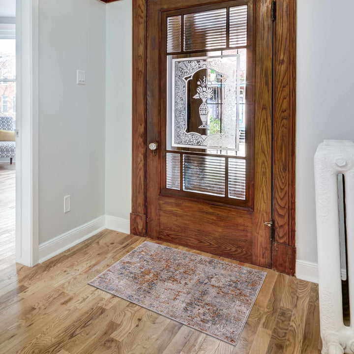 Contemporary Ivory And Mustard Machine Woven Area Rug