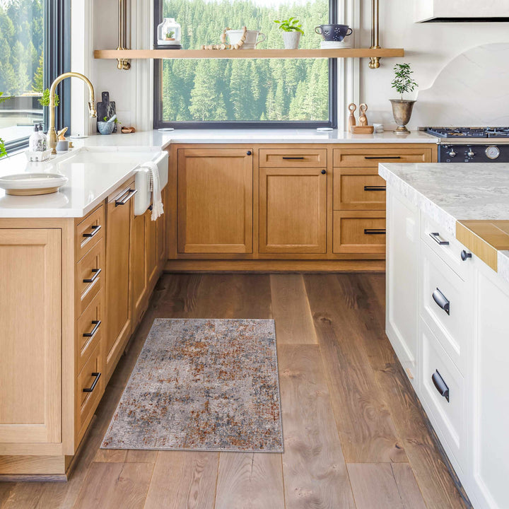 Contemporary Ivory And Mustard Machine Woven Area Rug