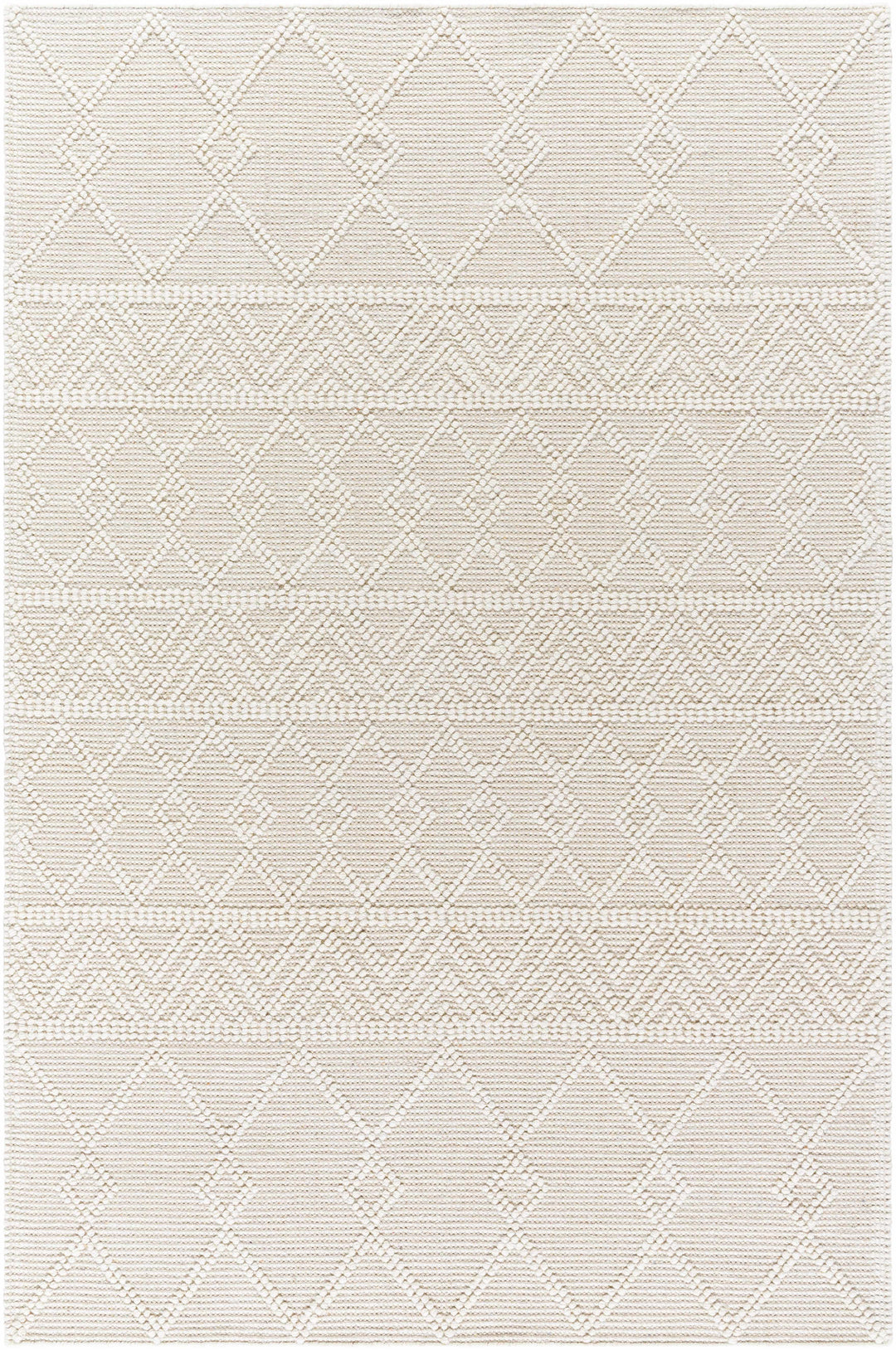 Caelum White Modern Geometrical Design Wool-Blend Rug