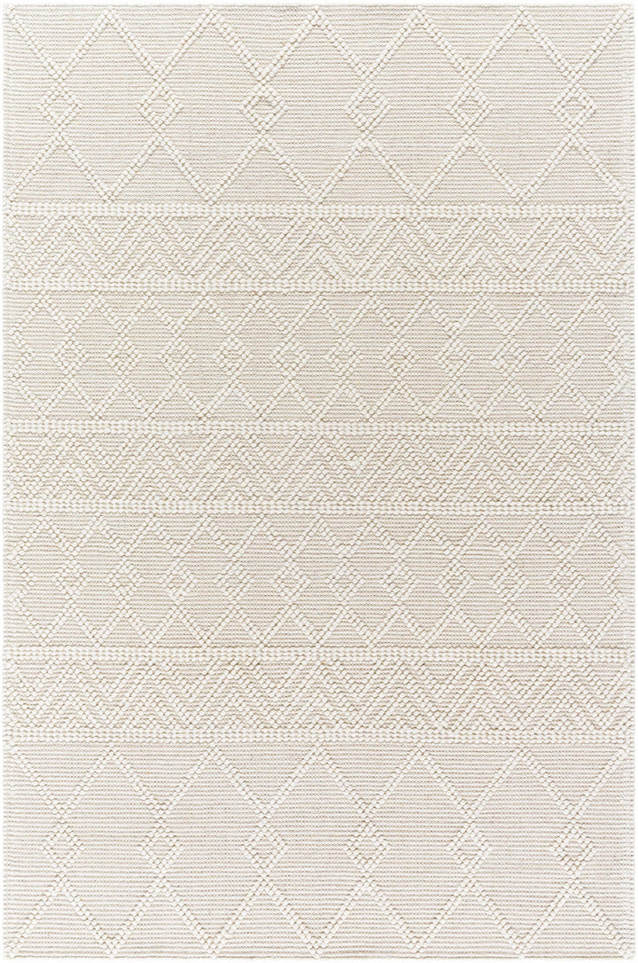 Caelum White Modern Geometrical Design Wool-Blend Rug