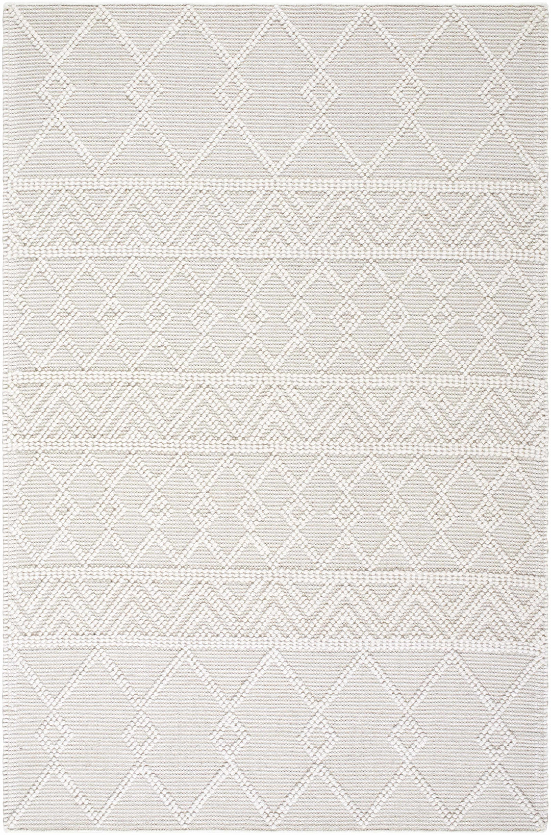Caelum White Modern Geometrical Design Wool-Blend Rug