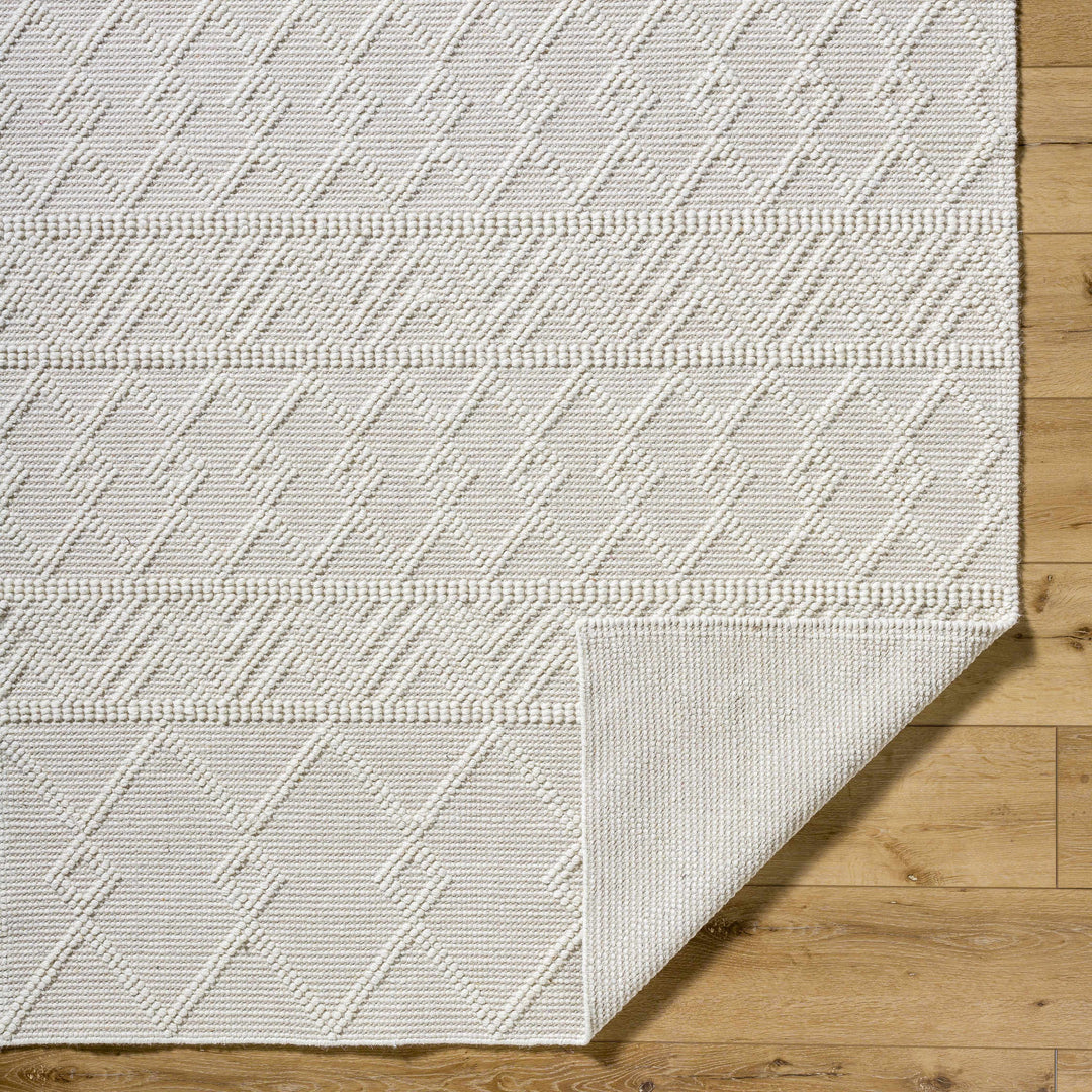 Caelum White Modern Geometrical Design Wool-Blend Rug