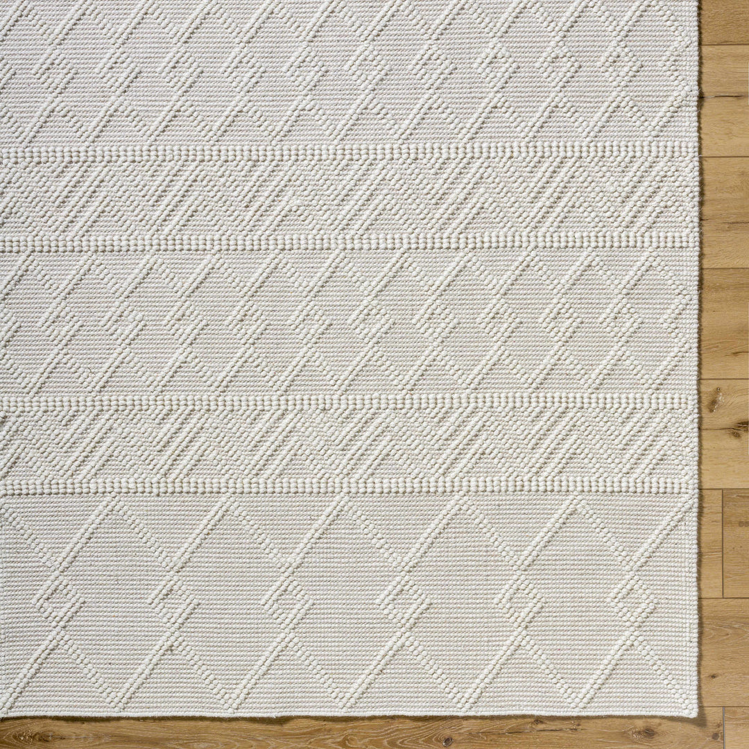 Caelum White Modern Geometrical Design Wool-Blend Rug