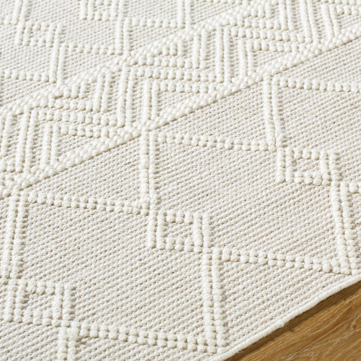 Caelum White Modern Geometrical Design Wool-Blend Rug
