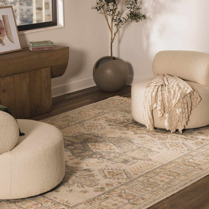Chaela Beige And Mustard Traditional Style Area Rug