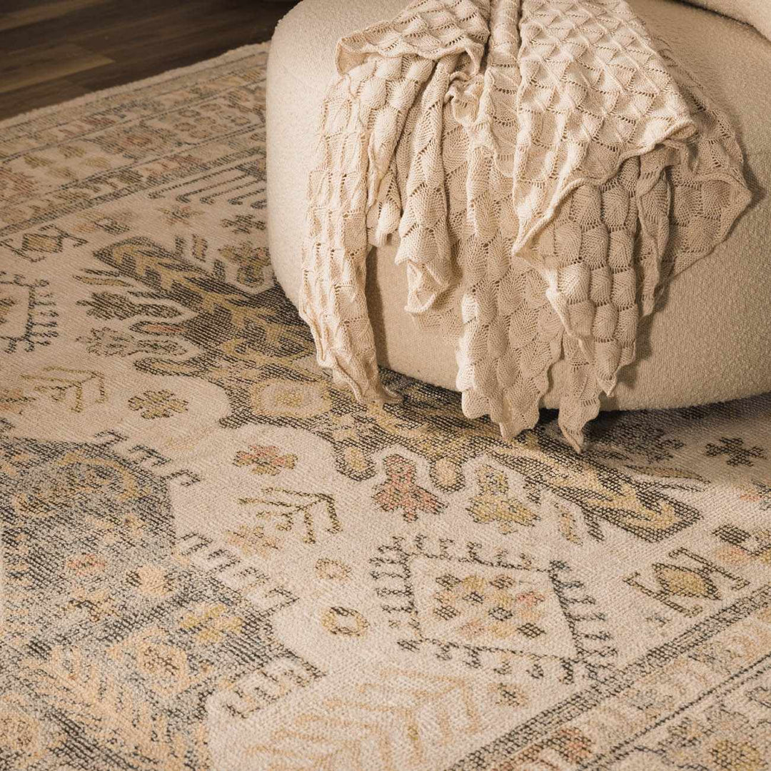 Chaela Beige And Mustard Traditional Style Area Rug