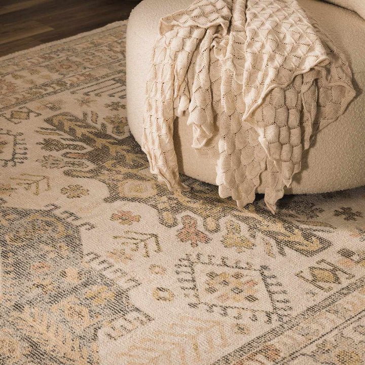 Chaela Beige And Mustard Traditional Style Area Rug