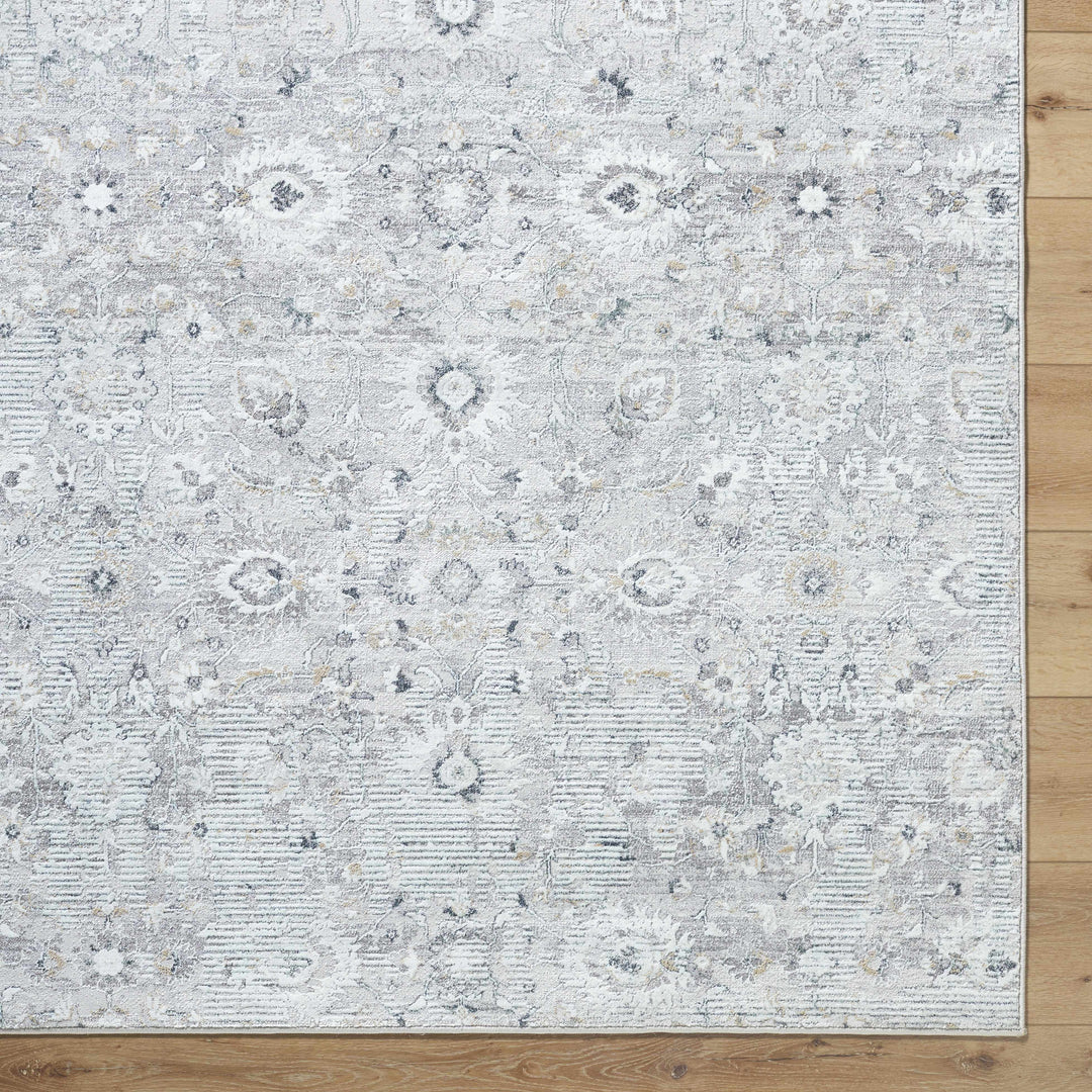 Cheyne Traditional Style Silver And Gray Area Rug