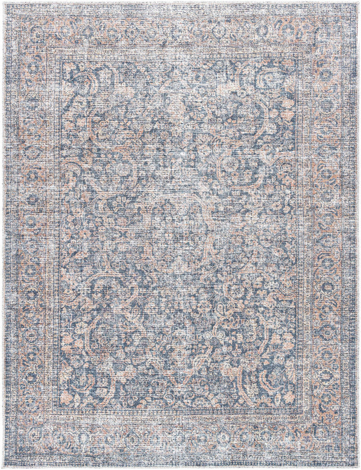Chicha Traditional Navy And Gray Washable Area Rug