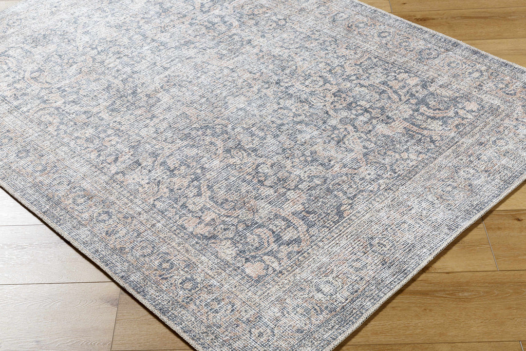 Chicha Traditional Navy And Gray Washable Area Rug