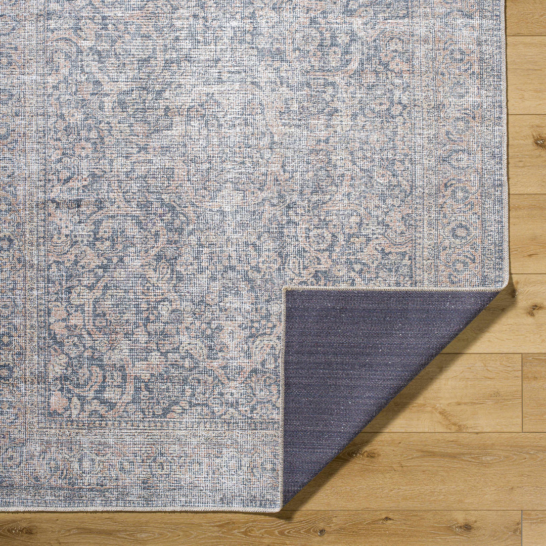 Chicha Traditional Navy And Gray Washable Area Rug
