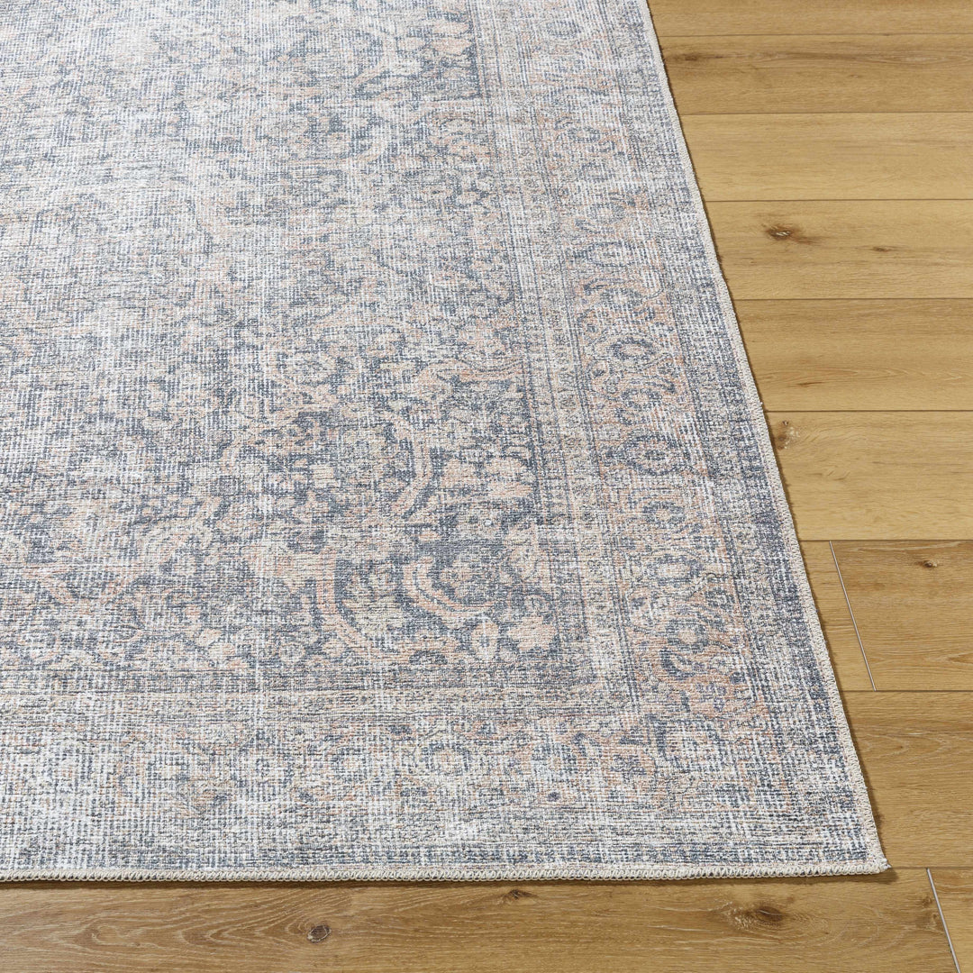 Chicha Traditional Navy And Gray Washable Area Rug