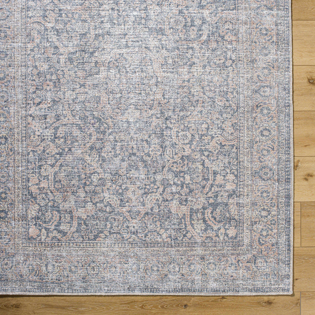 Chicha Traditional Navy And Gray Washable Area Rug