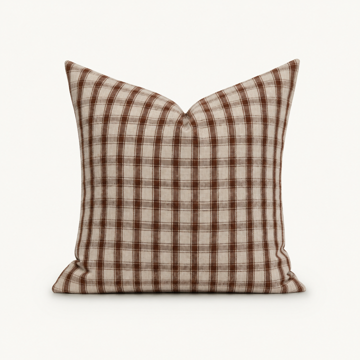 Cedar Red-Brown Woven Cotton Pillow Cover