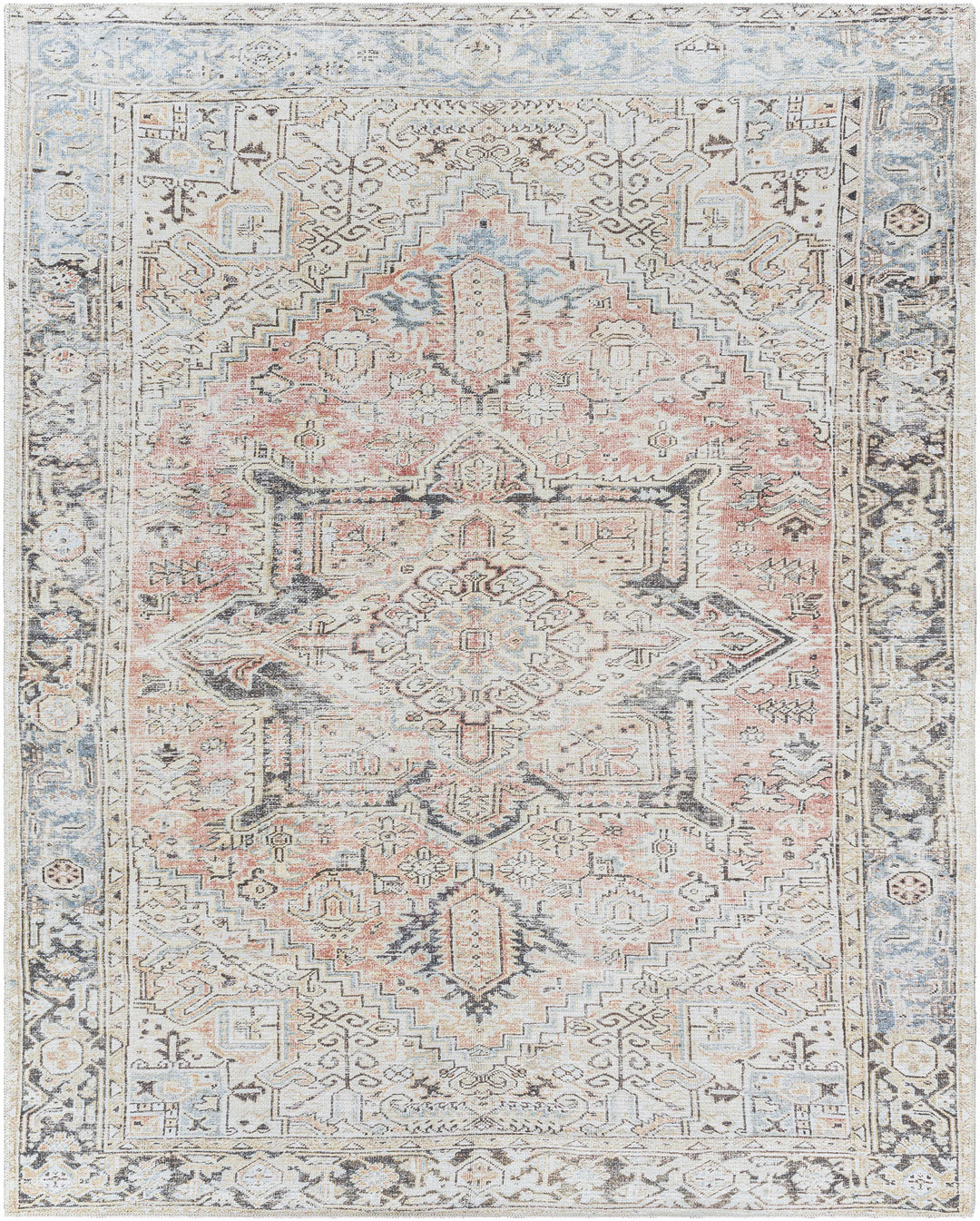 Aethwy Traditional Style Gray And Brown Washable Area Rug