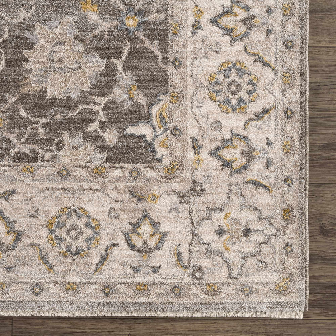 Amaru Traditional Style Gray And Beige Rug with Fringes