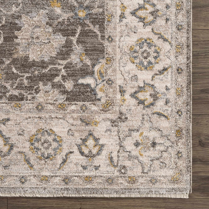 Amaru Traditional Style Gray And Beige Rug with Fringes